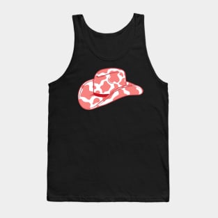 Red Cow Print Cowboy Hat Tank Top